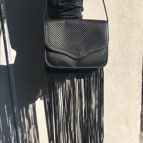 BCBGeneration Black Leather w/Suede Fringe Purse! - Picture 1 of 8